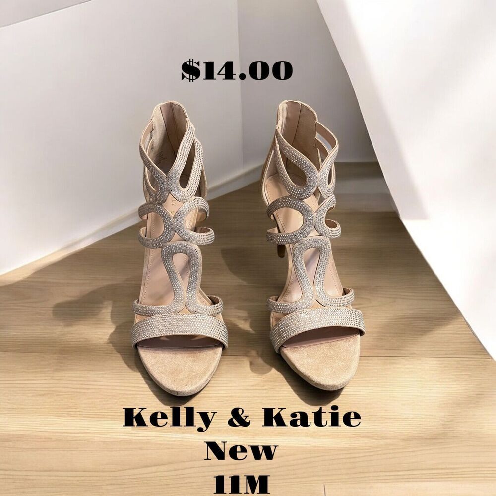 Kelly & Katie Nude Rhinestone Cutout Heels